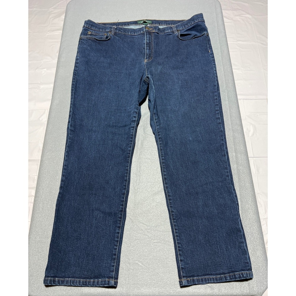 Lauren Ralph Lauren Classic Straight Leg Jeans Dark Wash Blue Plus Size 22W